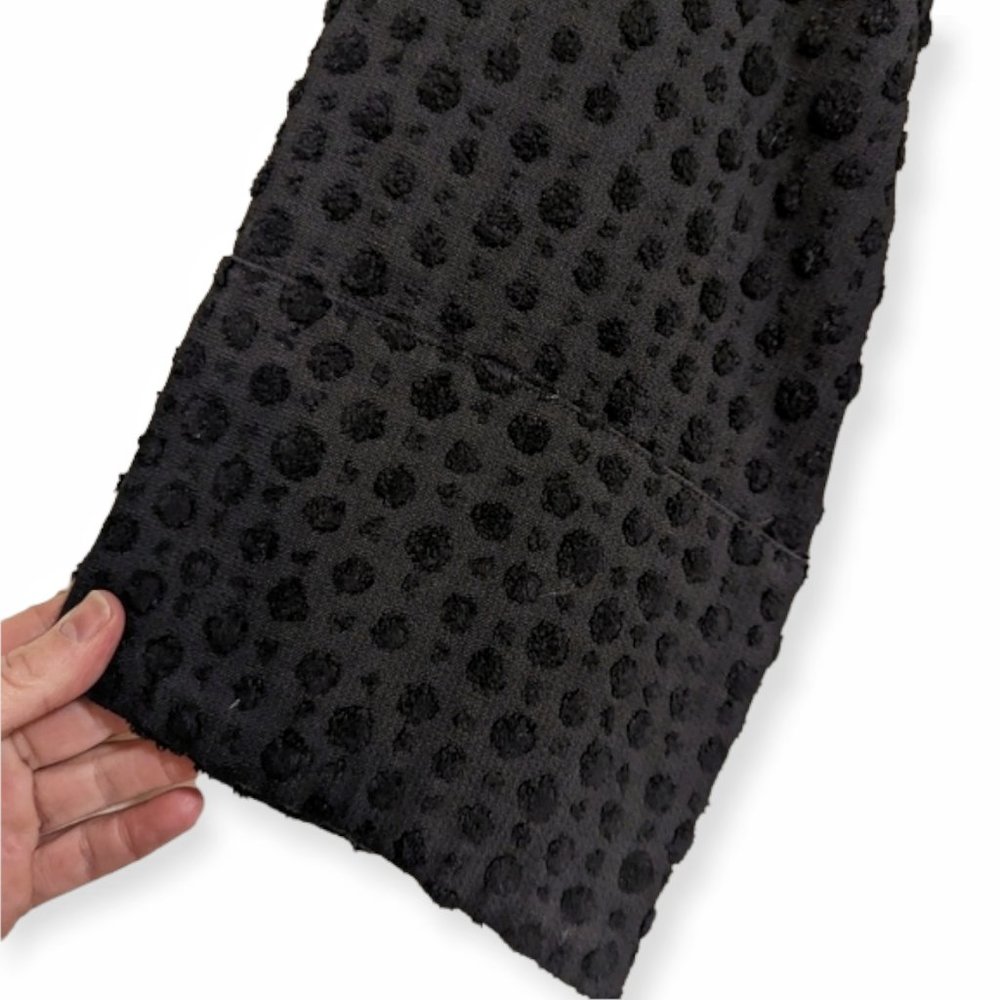 Vtg Blue Fish Black Cotton Chenille Dot Lagenlook Duster Art Patch Longline Coat - Picture 5 of 16